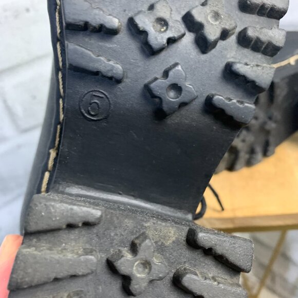 Vintage Y2K Nevada Chunky Heel Platform Mules 5 Black Leather Slip On Shoes 90s - Picture 11 of 13